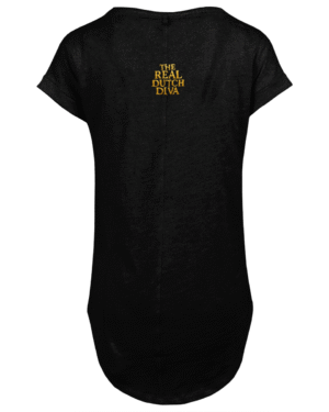 The Real Dutch Diva – Dames Long Slub T-Shirt Met Gouden Print